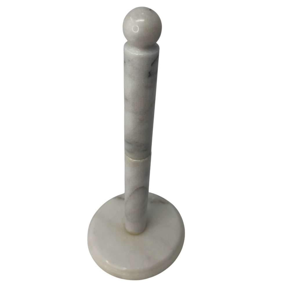 Vintage Solid White Gray Marble Paper Towel Holder Heavy Freestanding